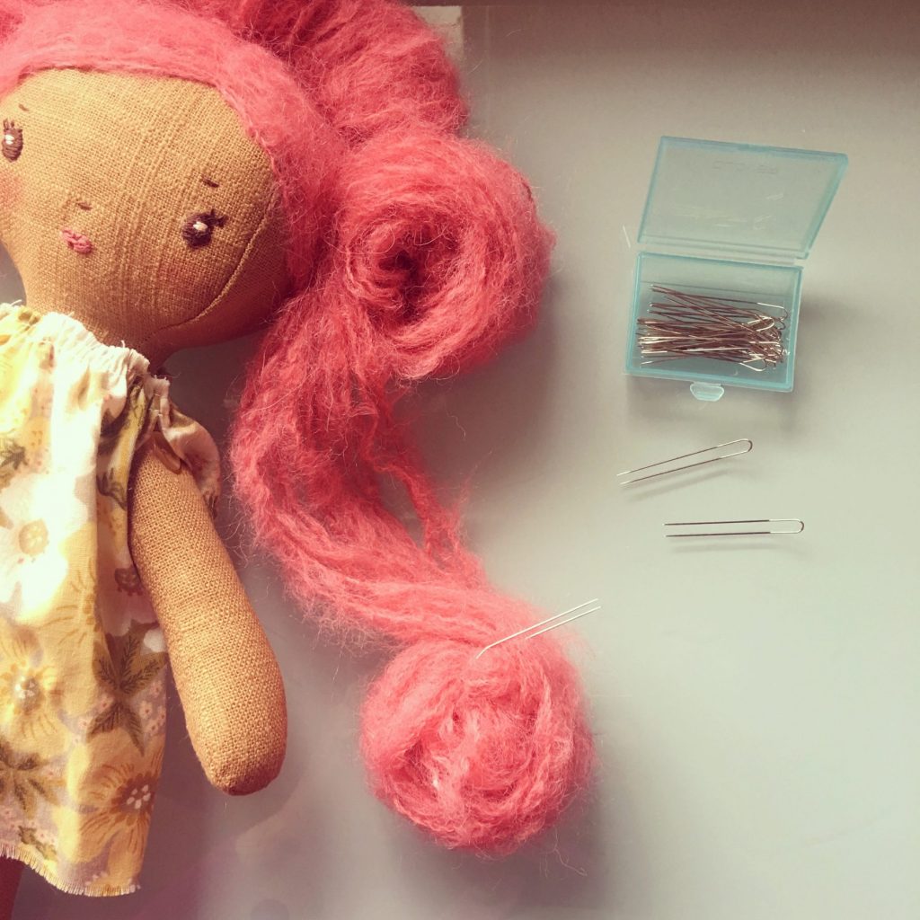 handmade doll with yarn hair