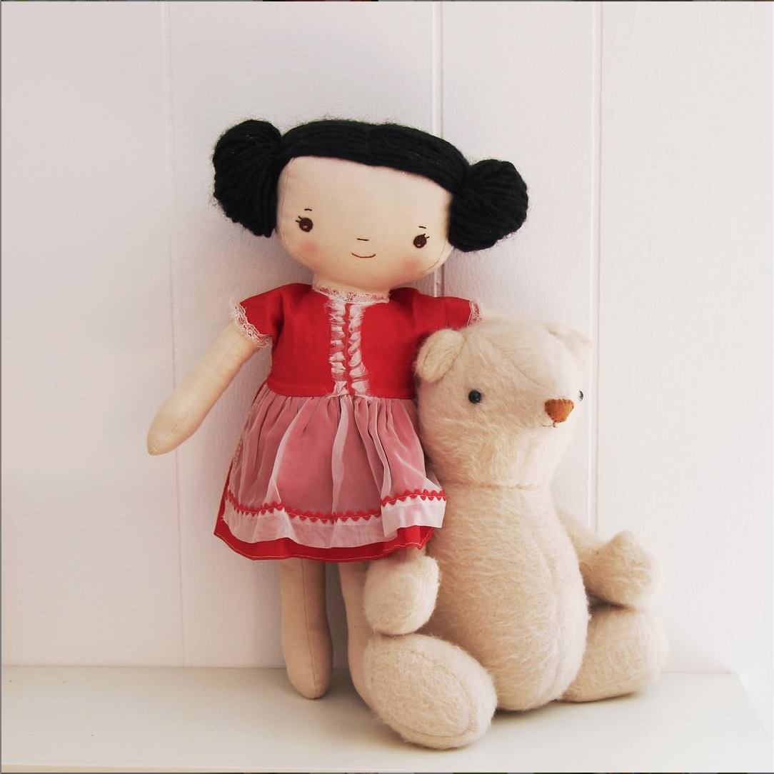 Kit from "Kit, Chloe & Louise" pattern and Bjorn bear from my book