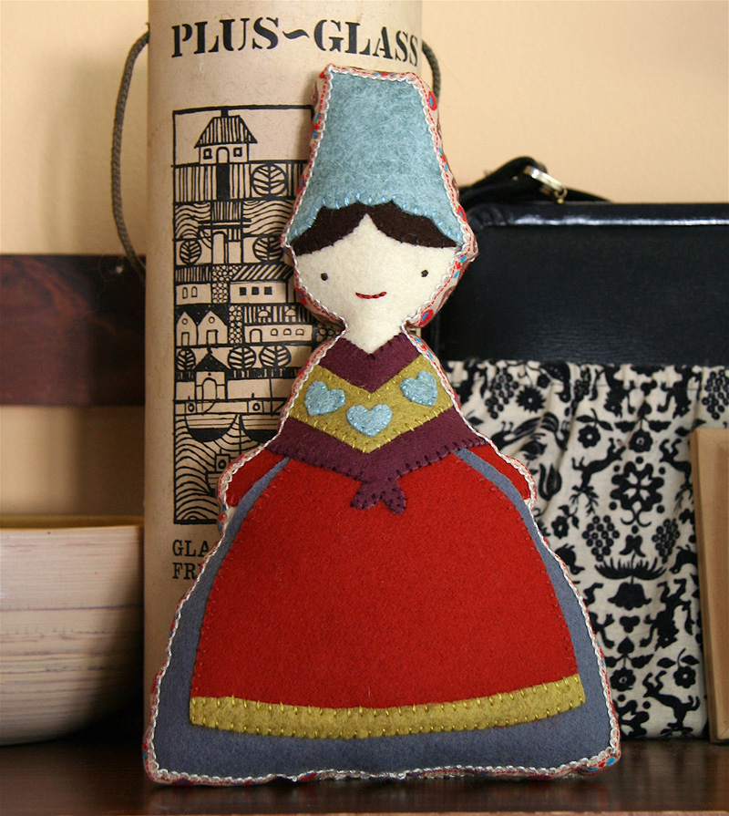 folky wool felt doll Wee Wonderfuls