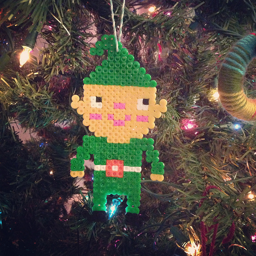 Dec 3, perler bead elf ornament from very merry advent Wee Wonderfuls